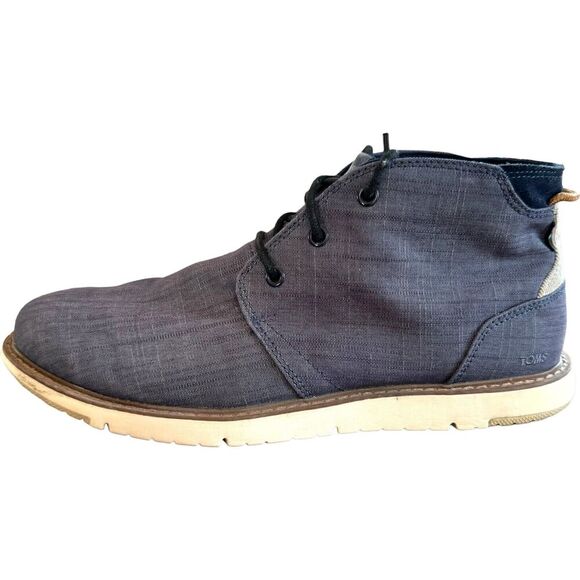 Toms Mens Navi Chukka Boots Blue Ankle Lace Up Breathable Casual Flat Heel 10.5 - Picture 3 of 10